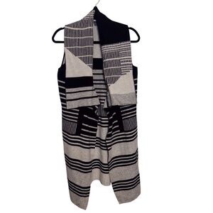 Vince Small Wool Cashmere Sleeveless Striped Cardigan Sweater Shawl Casual